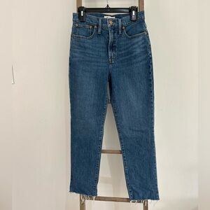 Madewell The Perfect Vintage High Rise Jeans Alstyne Wash N1323 Raw Hem Size 27